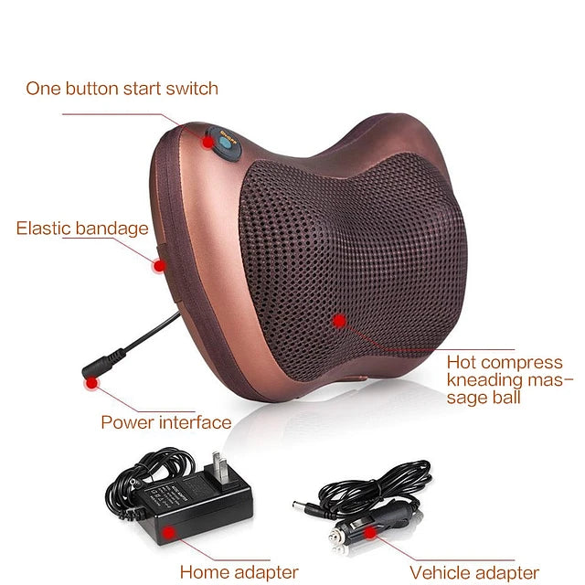 Almohada Masajeadora Shiatsu con Calor Infrarrojo – Para Cuello, Espalda y Piernas